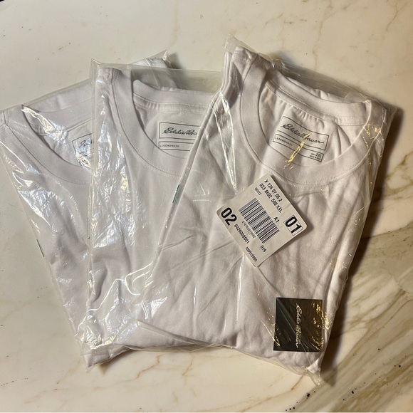 NWT Set of 3! Eddie Bauer White 100% Cotton Short Sleeve Tees Size XXL - Picture 3 of 6